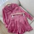 2pcs Women Shirt Shorts Suit Long Sleeves Lapel Shirt Solid Color Shorts Large Size Casual Loose Two piece Set bright pink XXXL