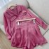 2pcs Women Shirt Shorts Suit Long Sleeves Lapel Shirt Solid Color Shorts Large Size Casual Loose Two piece Set dark green XXXL