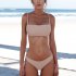 2pcs Women Split Bikini Swimsuit With Chest Pad Push up Elastic Quick drying Bra Briefs Suit For Swimming White XL