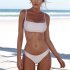 2pcs Women Split Bikini Swimsuit With Chest Pad Push up Elastic Quick drying Bra Briefs Suit For Swimming White XL