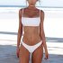 2pcs Women Split Bikini Swimsuit With Chest Pad Push up Elastic Quick drying Bra Briefs Suit For Swimming White XL