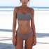 2pcs Women Split Bikini Swimsuit With Chest Pad Push up Elastic Quick drying Bra Briefs Suit For Swimming skin color XL