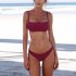 2pcs Women Split Bikini Swimsuit With Chest Pad Push up Elastic Quick drying Bra Briefs Suit For Swimming skin color XL