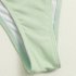 2pcs Women Split Swimsuit Solid Color Striped Fabric Backless Sexy Ladies Bikini Green S