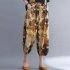 2pcs Women Summer Suit Casual Large Size Short Sleeves Printing Shirt Wide leg Cropped Pants black XL