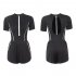 2pcs Women Summer Swimsuit Set Short Sleeves Conservative One piece Bodysuit With Shorts For Surfing Hot Spring black L