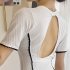 2pcs Women Summer Swimsuit Set Short Sleeves Conservative One piece Bodysuit With Shorts For Surfing Hot Spring black XL