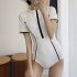 2pcs Women Summer Swimsuit Set Short Sleeves Conservative One piece Bodysuit With Shorts For Surfing Hot Spring black XL