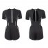 2pcs Women Summer Swimsuit Set Short Sleeves Conservative One piece Bodysuit With Shorts For Surfing Hot Spring black XL