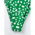 2pcs Women s Thong Bikini Push Up Padded Sexy Polka Dot Pattern Braided Rope Swimsuit Bathing Suit Green and white dots L