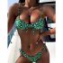 2pcs Women s Thong Bikini Push Up Padded Sexy Polka Dot Pattern Braided Rope Swimsuit Bathing Suit Green and white dots L