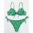 2pcs Women s Thong Bikini Push Up Padded Sexy Polka Dot Pattern Braided Rope Swimsuit Bathing Suit Green and white dots L