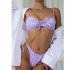 2pcs Women s Thong Bikini Push Up Padded Sexy Polka Dot Pattern Braided Rope Swimsuit Bathing Suit Green and white dots L