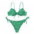 2pcs Women s Thong Bikini Push Up Padded Sexy Polka Dot Pattern Braided Rope Swimsuit Bathing Suit Green and white dots L