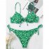 2pcs Women s Thong Bikini Push Up Padded Sexy Polka Dot Pattern Braided Rope Swimsuit Bathing Suit Green and white dots L
