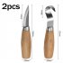 2pcs Wood Carving Tools With Grey Wood Handle Stainless Steel Blade Wood Carving Tools Set Wood Carving Kit Wood Carving Knives For Beginners Woodworking 2xStai