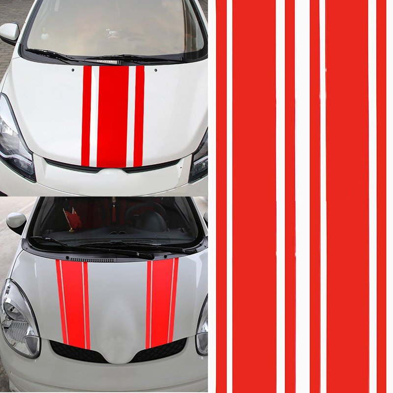 2pcs/set 72 inch x3 inch DIY Black Car Body Vinyl Racing Stripe Pinstripe Decal Stickers red