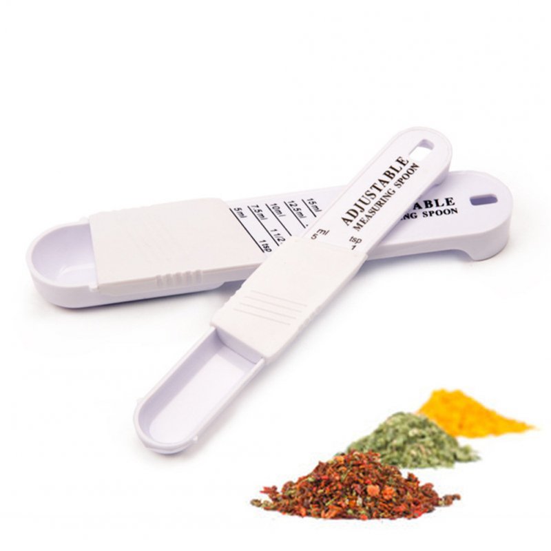 2pcs/set Adjustable Scale Measuring  Spoons For Sugar Powder Quantitative Spoon White