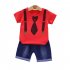 2pcs set Boys Short sleeve Suit Cotton Necktie Printed for 0 4 Years Old Baby red 90cm