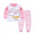 2pcs set Children Boys Girls Soft Cotton Home Wear Set Tops   Pants light pink cat 100 yards   65