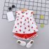 2pcs set Girls  Vest Suit Cotton Strawberry Pattern Sleeveless Vest Shorts for 0 4 Years Old Baby  red 110cm
