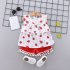 2pcs set Girls  Vest Suit Cotton Strawberry Pattern Sleeveless Vest Shorts for 0 4 Years Old Baby  Pink 90cm