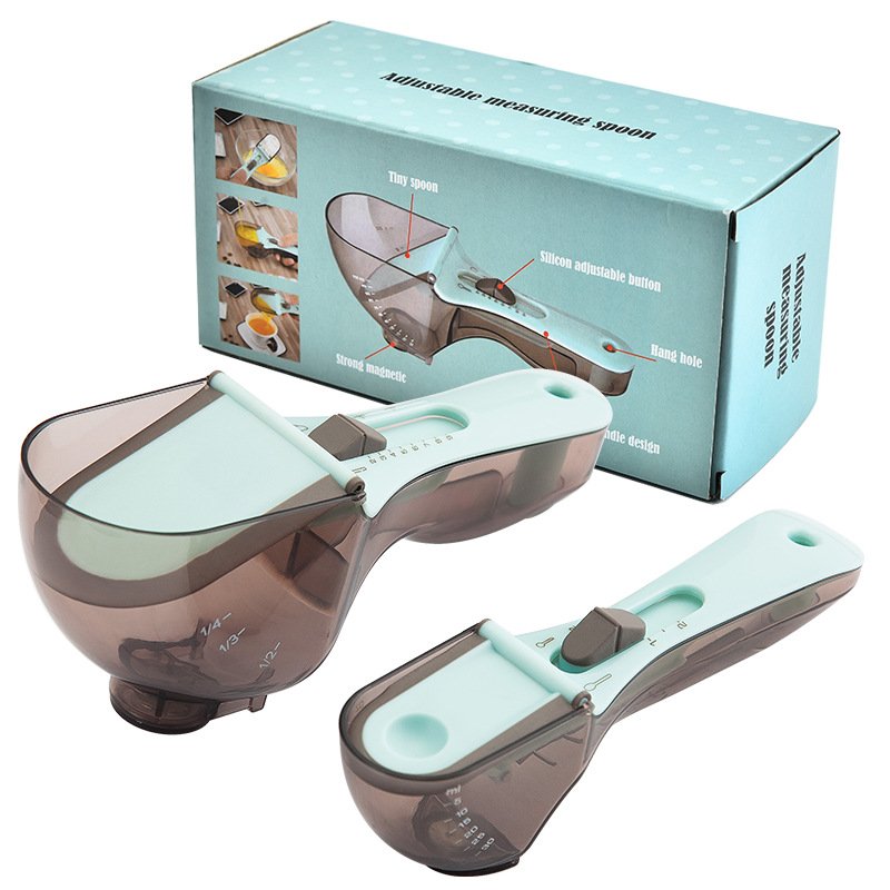 2pcs/set Measuring  Cups Multi-functional Spoons Set With Adjustable Scale Measuring Scoop Measuring spoon set