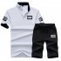 2pcs set Men Summer Suit Middle Length Trousers   Casual Sports T shirt gray XXL