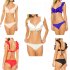 2pcs set Women Pure Color Flounces Fashion Split Lacing Bikini Suit