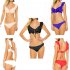 2pcs set Women Pure Color Flounces Fashion Split Lacing Bikini Suit