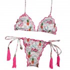 2pcs set Women Sexy Flamingo Pattern Bikini Set