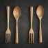 2pcs set Wooden Solid Color Spoon Fork Cookware  Set For Household Restaurant Set of spoons and forks