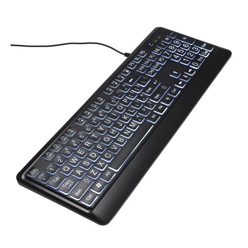 Illuminate Large Print Backlit Wired Computer Keyboard  