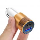 3.1A USB+PD Car Charger 1 To 2 Threaded Plug Mini Portable Multi-Functional Type-C Charger For Mobile Phones white gold
