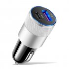 3.1A USB+PD Car Charger 1 To 2 Threaded Plug Mini Portable Multi-Functional Type-C Charger For Mobile Phones silver black