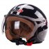 3 4 Helmet Motorcycle Scooter Helmet 3 4 Open Face Halmet Motocross Vintage Helmet Bright black One size 56 60cm