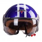 3 4 Helmet Motorcycle Scooter Helmet 3 4 Open Face Halmet Motocross Vintage Helmet blue One size 56 60cm