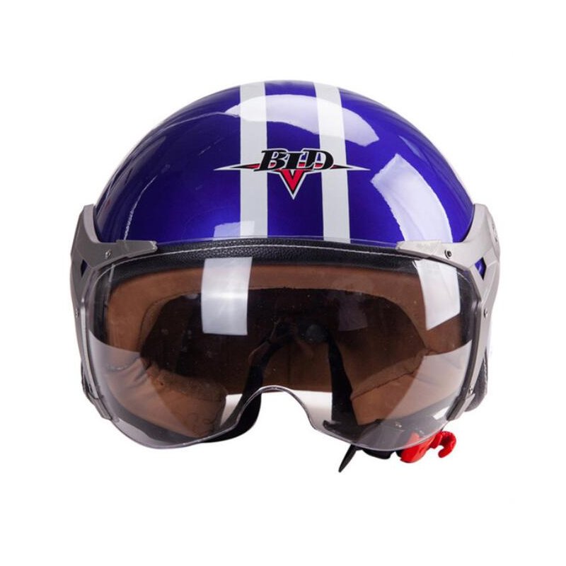3/4 Helmet Motorcycle Scooter Helmet 3/4 Open Face Halmet Motocross Vintage Helmet blue_One size 56-60cm