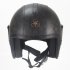 3 4 Open Face Motorcycle Helmets Breathable Sun Visor Adjustable Strap Retro Vintage Helmet Black  With Brim  M