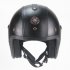 3 4 Open Face Motorcycle Helmets Breathable Sun Visor Adjustable Strap Retro Vintage Helmet Black  With Brim  M