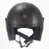 3 4 Open Face Motorcycle Helmets Breathable Sun Visor Adjustable Strap Retro Vintage Helmet Black Braided  Brim  M
