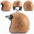 3 4 Open Face Motorcycle Helmets Breathable Sun Visor Adjustable Strap Retro Vintage Helmet Black Braided  Brim  M