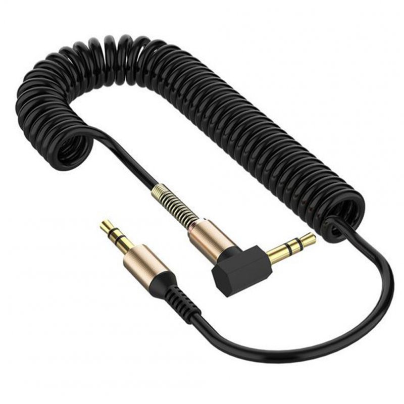 3.5 Spring Recording Line 3.5mm Audio Elbow Recording Cable Male To Male Telescopic Car Audio Line black