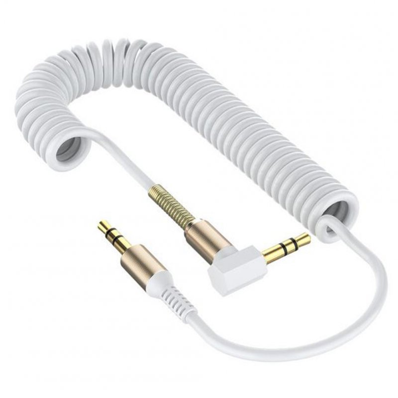 3.5 Spring Recording Line 3.5mm Audio Elbow Recording Cable Male To Male Telescopic Car Audio Line white