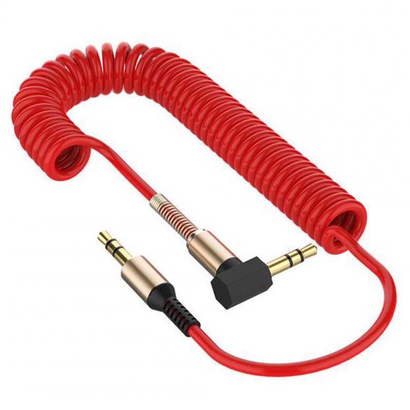 3.5 Spring Recording Line 3.5mm Audio Elbow Recording Cable Male To Male Telescopic Car Audio Line red