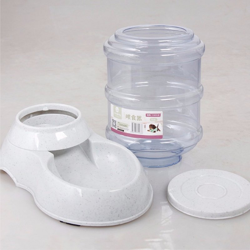 3.5L Automatic Pet Feeder with Transparent Barrel & Marble Base Water Fountain Food/Water Dispenser