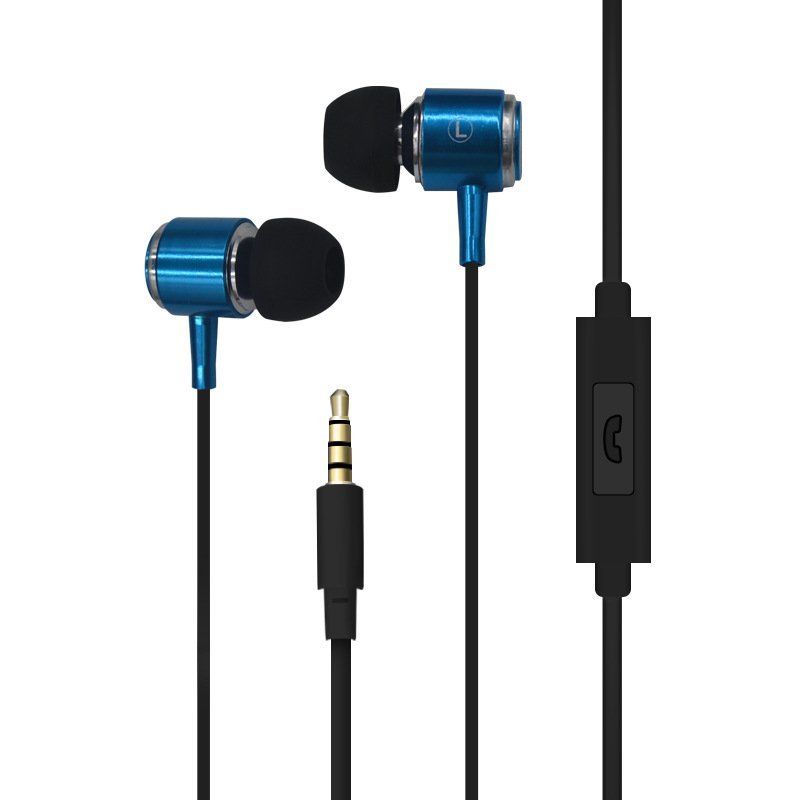 3.5MM In-ear Wired Earphone with Mic Earbuds Headset for Phone Computer Headphone blue