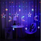 3.5m Star  Moon  Curtain  Light Led Waterproof Decorative Light String For Indoor Outdoor Bedroom Kitchens Terraces 220v With Tail Plug Eu Plug Colorful