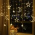 3 5m Star  Moon  Curtain  Light Led Waterproof Decorative Light String For Indoor Outdoor Bedroom Kitchens Terraces 220v With Tail Plug Eu Plug Colorful