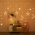 3 5m Star  Moon  Curtain  Light Battery Powered Led Waterproof Decorative Light String For Indoor Outdoor Bedroom Kitchens Terraces Warm color